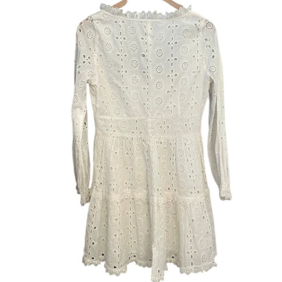 ASOS Broderie Square Neck Lace Eyelet White Mini Dress – Size 6 - Picture 8 of 10